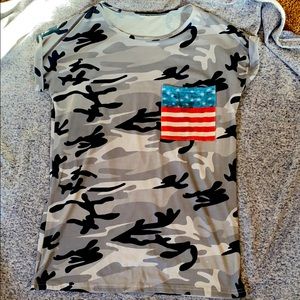 Women’s Camo American Flag Shirt